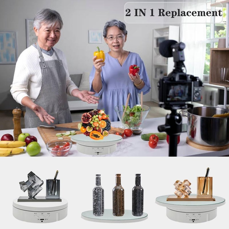 JAYEGT 2 in 1 Motorized Rotating Display Stand with 5.74 /8.66 inch Replacement Mirror Cover，Max 22lbs Load with Remote controller , 360 Degree Electronic Turntable Display Stand for Photography - Image 2